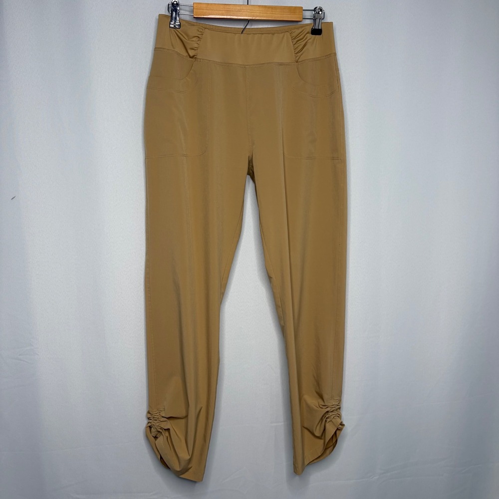 Reel Legends Womens Tan Performance Pants Ruched Waist Cinch Hem‎ Size M Utility